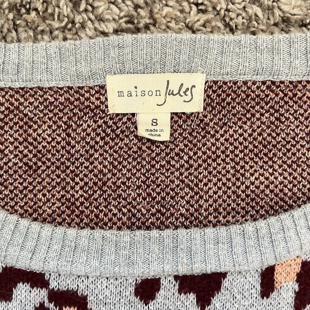 Maison Jules Sweater Women's Small Animal Print Long Sleeve - Picture 4 of 7